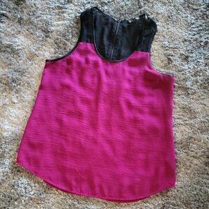 Express Fuschia Black Pink Tank Top Sheer Size Medium